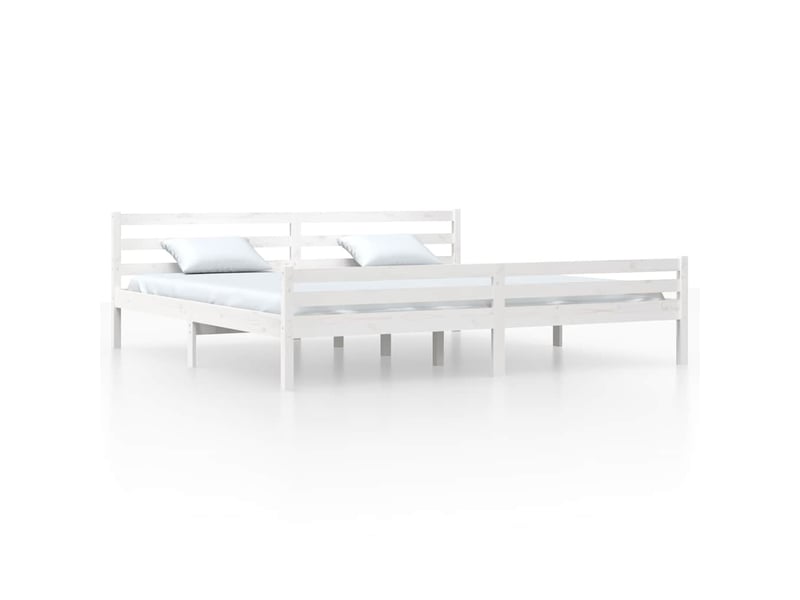  Lit double- lit adulte -  cadre de lit sans matelas blanc bois massif 200x200 cm  - Conforama A