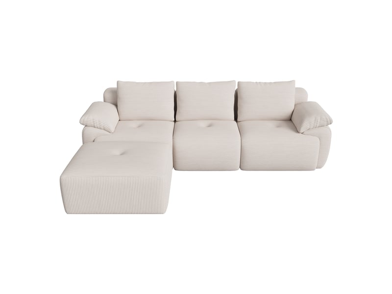  Canapé d'angle modulable - 264x161x71cm - canapé 3 places en velours côtelé, sans assemblage - beige  - Conforama A