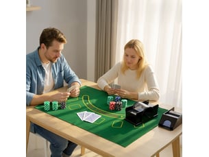 Set de poker 300 jetons 36 x 30 x 15 cm argent aluminium, mallette pour 8 joueurs avec mélangeur manuel