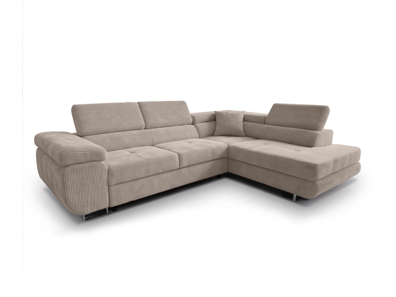  Canapé convertible 276 cm avec coffre et têtières – beige Konak - Conforama A
