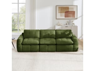 Canapé droit compressé fixe <strong></strong> <strong>Fay Lum</strong> 3 places Tissu vert