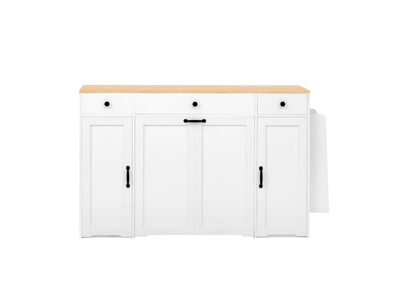  Bar 136x65x90 cm avec 4 tiroirs et 2 portes en mdf couelru blanc et naturel, design moderne  - Conforama A