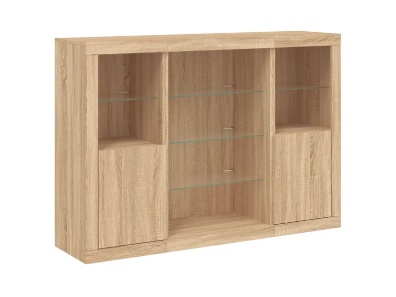  Buffets avec lumières led 3 pcs - bahut - meuble de rangement chêne sonoma bois d'ingénierie  - Conforama E