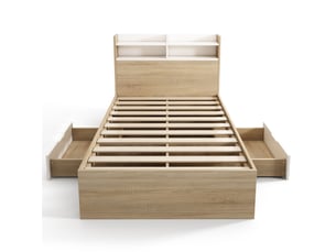 Lit avec rangement 90x200 cm RAUMIO coloris bois clair