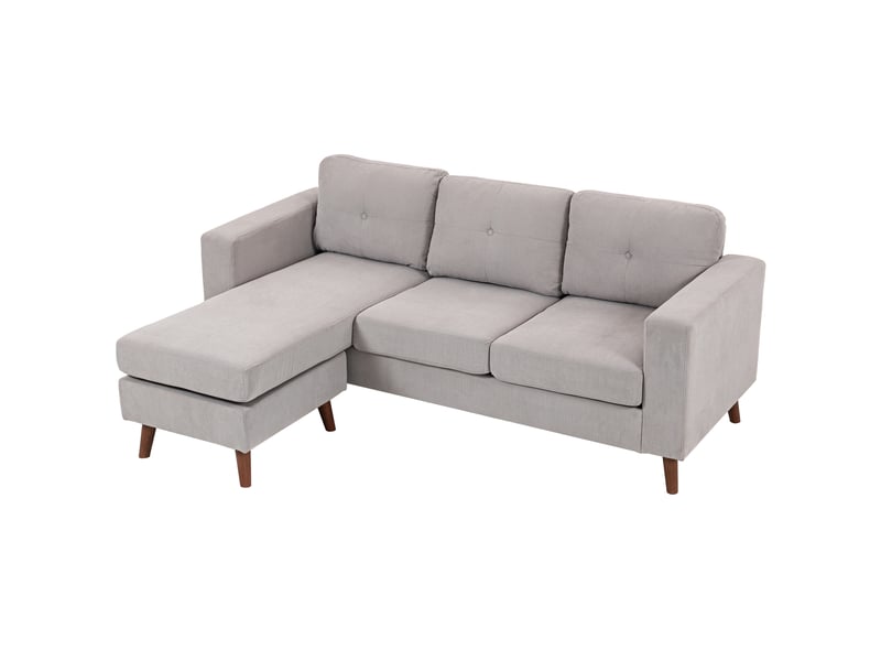  Canapé d'angle 3 places avec méridienne réversible - velours côtelé gris clair - 192 x 137 x 84 cm T1003-01-12742 - Conforama C