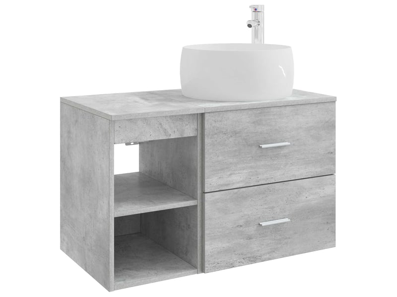  Ensemble de mobilier de salle de bain 2 pcs gris béton shl4156  - Conforama A