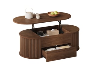 Table basse ovale coloris marron WISHDOR - 50 cmx100 cm