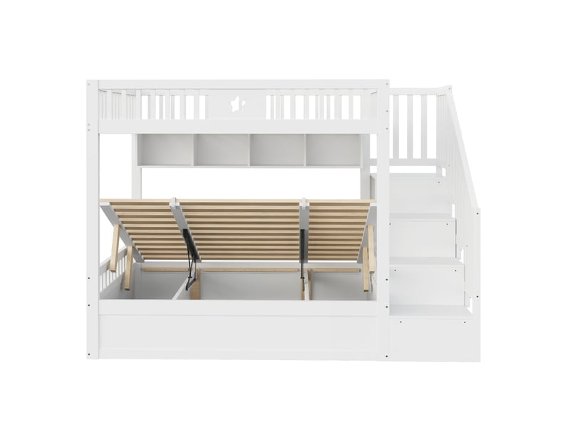  Lit superposé 140x200 cm avec rangement bois blanc sans matelas  - Conforama E