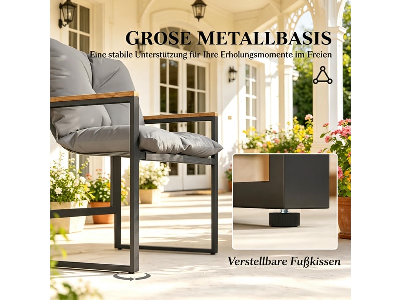 Fauteuils de jardin et table, ensemble terrasse 3 pièces, salon extérieur moderne - Conforama D