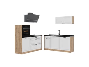 Vicco cuisine, blanc campagnechêne doré, 160cm plan de travail anthracite