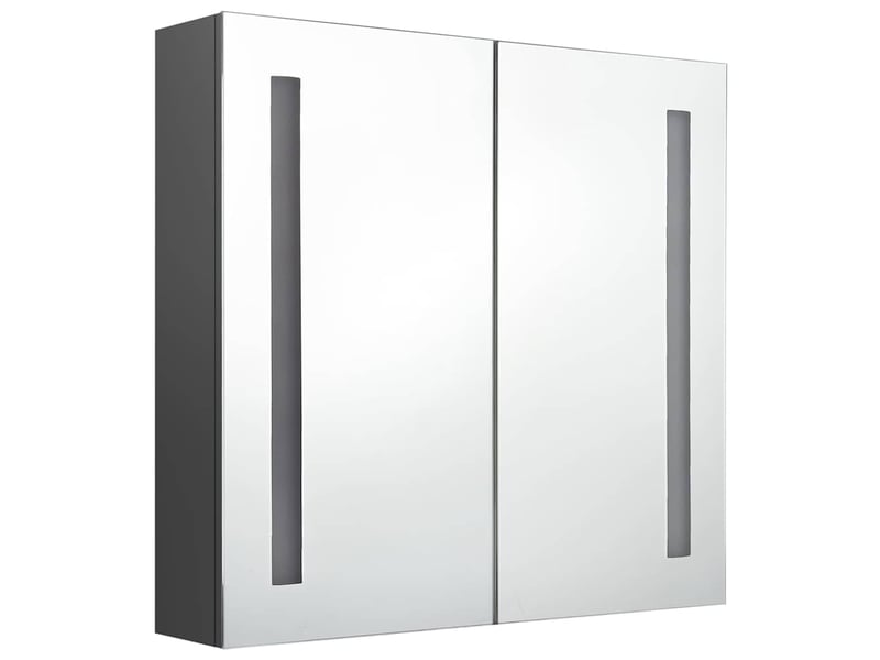 Armoire miroir de salle de bain, meuble de rangement led gris 62x14x60 cm - Conforama C