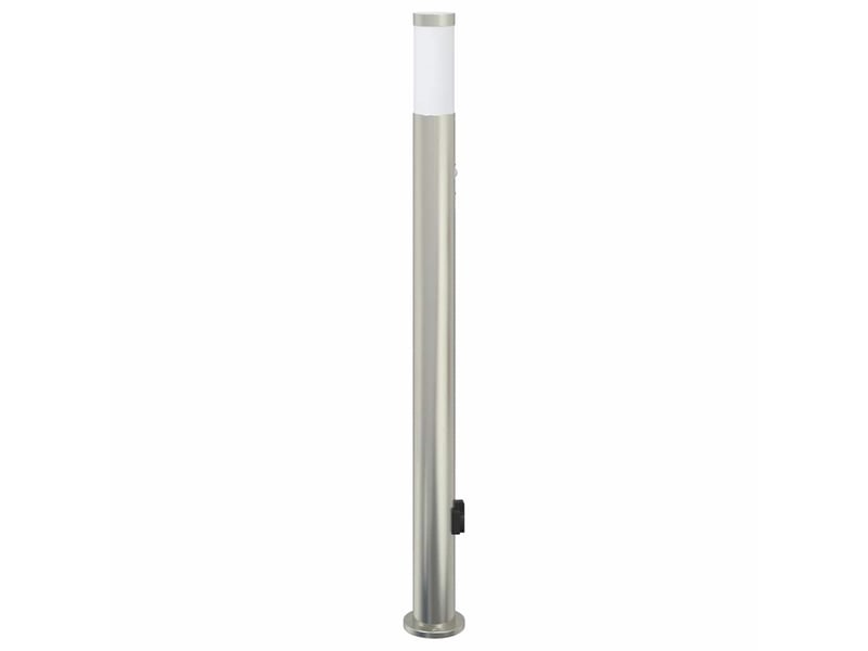 Borne lumineuse, lampadaire avec détecteur et prise 110 cm acier inoxydable ip44 shl76472 - Conforama D