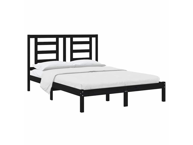 Lit double- lit adulte - cadre de lit sans matelas noir 140x190 cm bois de pin massif - Conforama B