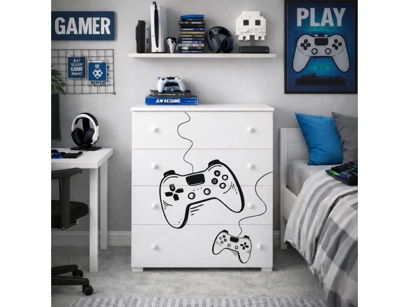  Commode enfant emily game - blanc, thème jeu EMILY/B/NPL/GAME - Conforama B