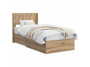 Lit adulte, lit simple, cadre de lit avec rangement et tête de lit chêne artisanal cf1593