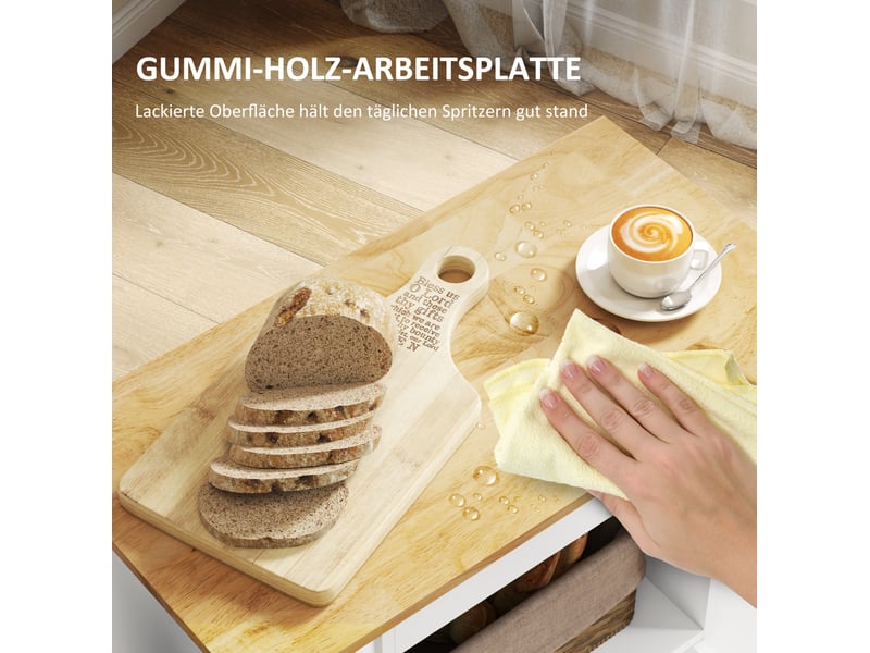  Desserte de cuisine 83 x 40 x 83 cm, chêne, contreplaqué, 6 casiers à bouteilles avec plan de travail  - Conforama E