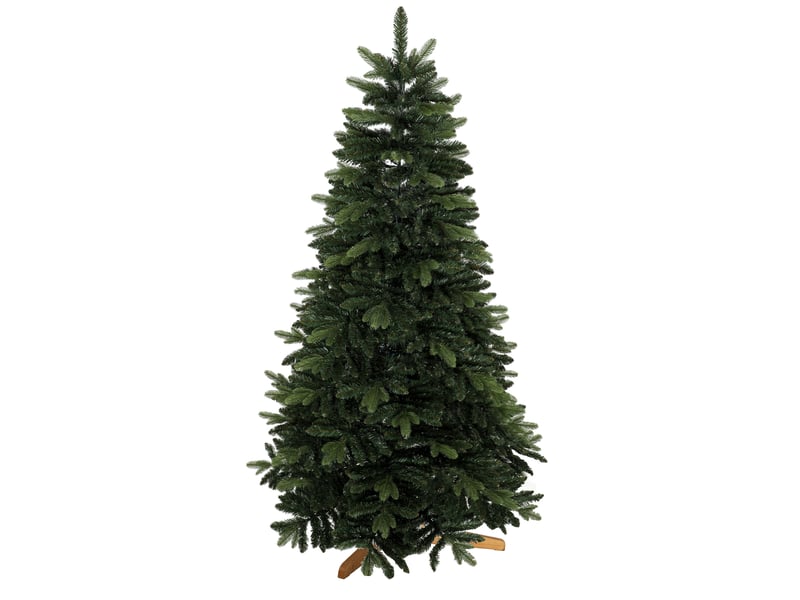  Sapin de noël artificiel 180 cm, sapin noble, nombreuses branches pliables, 961 pointes, support en bois pliable, vert  - Conforama A