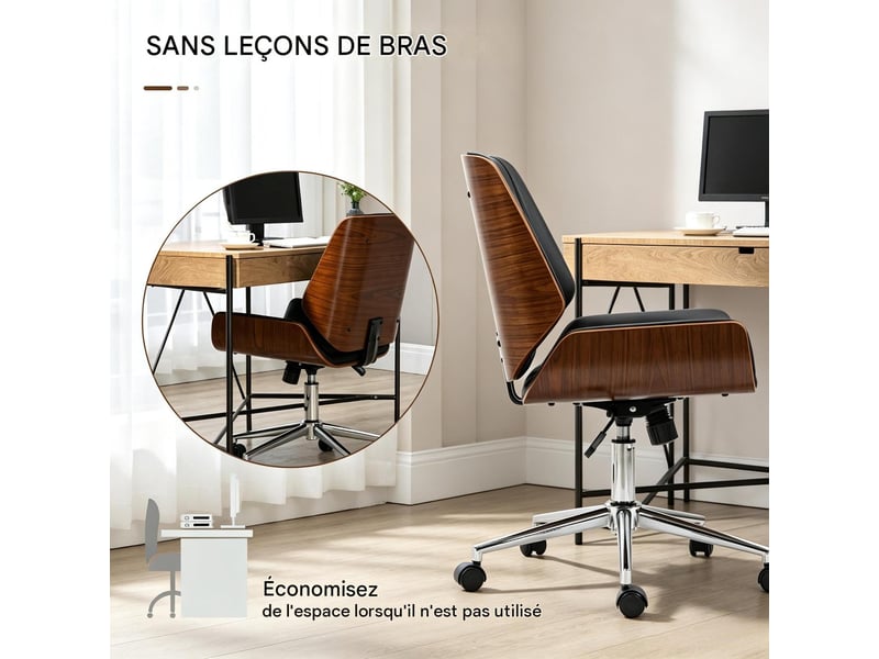  Chaise de bureau pivotante réglable noir et marron 53 x 60 cm T5828P543178 - Conforama E