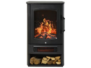 Cheminée électrique avec chauffage, effet flammes led réalistes, noire, 10002000 w