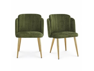 Lot de 2 chaises de salle à manger 58,5x62x78 cm rembourrées vert et doré