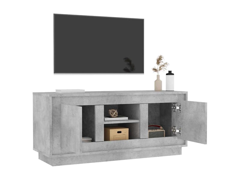  Meuble tv - banc tv - meuble de rangement gris béton 102x35x45 cm bois d'ingénierie  - Conforama E