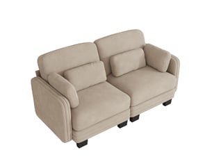 Canapé droit compressé fixe MODFU 2 places Tissu café clair