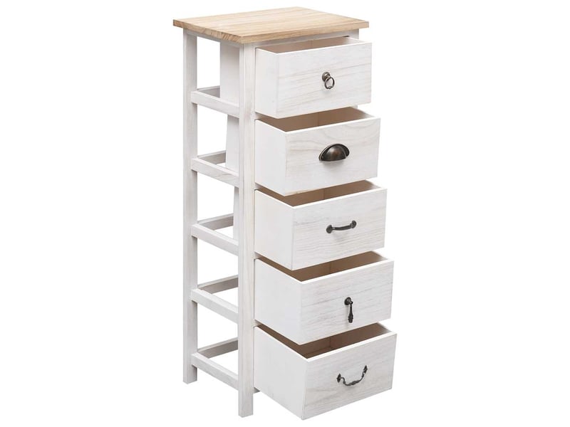  Armoire à tiroirs, commode latérale 35x25x87 cm bois de paulownia  - Conforama E