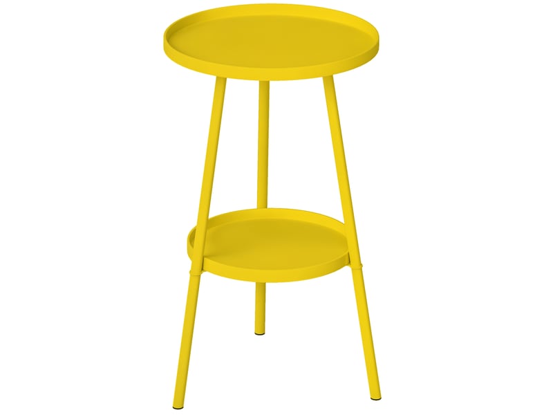  Petite table d'appoint ronde, table de jardin métal jaune 32x32x51cm  - Conforama B