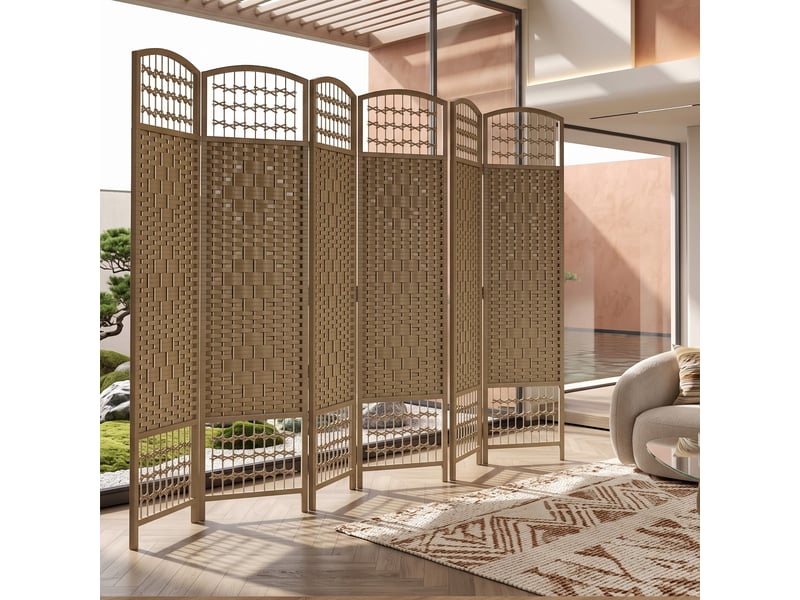 Paravent intérieur en bois séparateur de pièce cloison pliable 6 panneaux 240 x 170 cm bois naturel - Conforama W