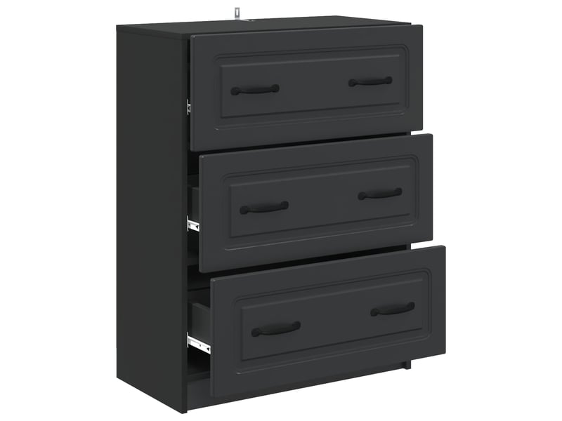  Armoire de rangement bureau, armoire à tiroirs 66 x 34,5 x 87 cm bois d'ingénierie noir  - Conforama E