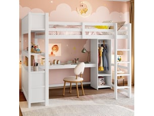 Lit mezzanine 140x200 cm REDOM coloris blanc