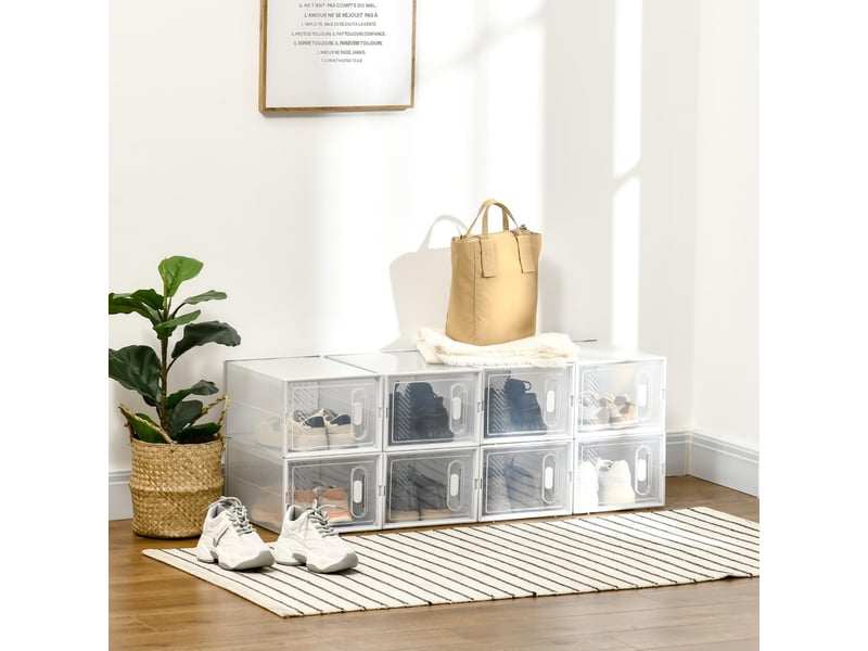  Lot de 8 boîtes de rangement à chaussures modulables en pp 25x35x19 cm  - Conforama B