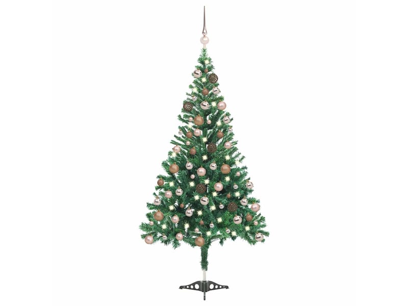  Sapin de noël, arbre de noël artificiel pré-éclairé et boules 180 cm 564 branches  - Conforama B