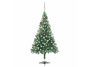 Sapin de noël, arbre de noël artificiel pré-éclairé et boules 180 cm 564 branches