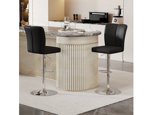 Lot de 2 tabourets de bar réglables 95,5‑117,5 cm, noir‑argent métal‑pu, pivotant