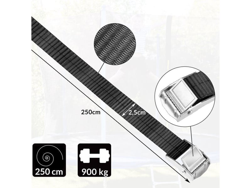Piquets d’ancrage spirales sangles de serrage kit ancrage résistance 900kg acier inoxydable fixations pour trampoline sécurité - Conforama C