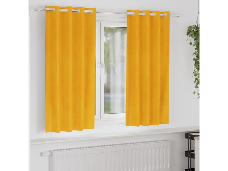 Lot de 2 rideaux, rideaux de fenêtre jaune moutarde 140 x 175 cm velours cf44078 - Conforama B