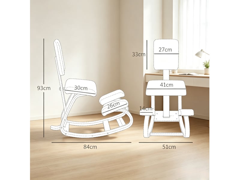  Chaise à genoux tcqpz ergonomique avec dossier à bascule 51 x 84 x 93 cm bleu foncé  - Conforama C