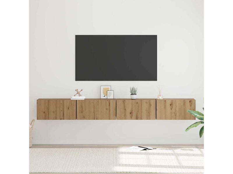  Ensemble meuble tv - banc tv - meuble de rangement 4 pcs chêne artisanal bois d'ingénierie  - Conforama D