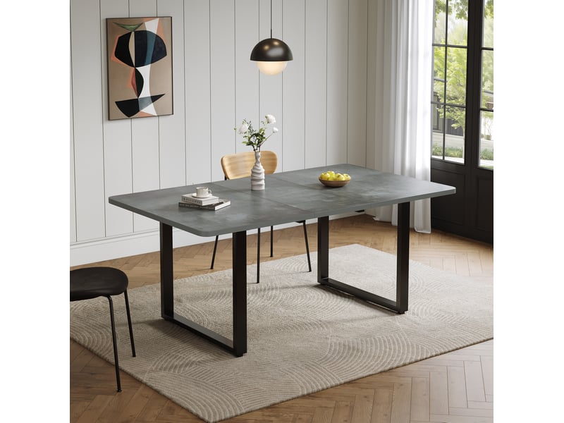 Table à manger extensible, 140-180-220x80 cm, 6-10, design moderne, repas, plateau mdf, piètement métal, coloris gris - Conforama D
