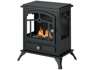Cheminée bioéthanol sur pied, style poêle à bois, brûleur 1,2 l, 45 x 28 x 54 cm