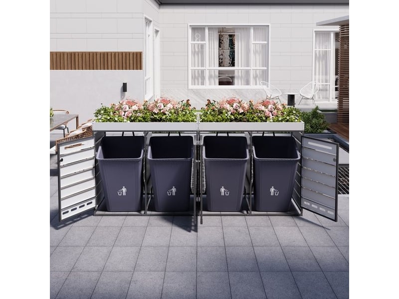  Armoire de rangement de jardin - bac à plantes intégré - lattes horizontales aspect bois - ventilation à fentes longues 262x79x120cm - Conforama C