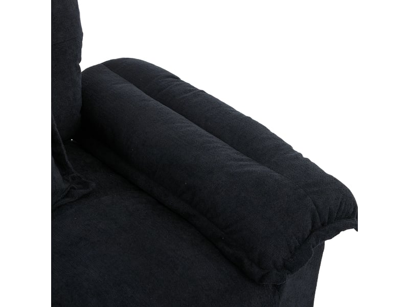  Fauteuil pivotant noir en tissu chenille – fauteuil rotatif 360° avec coussin de soutien pour salon et chambre  - Conforama W