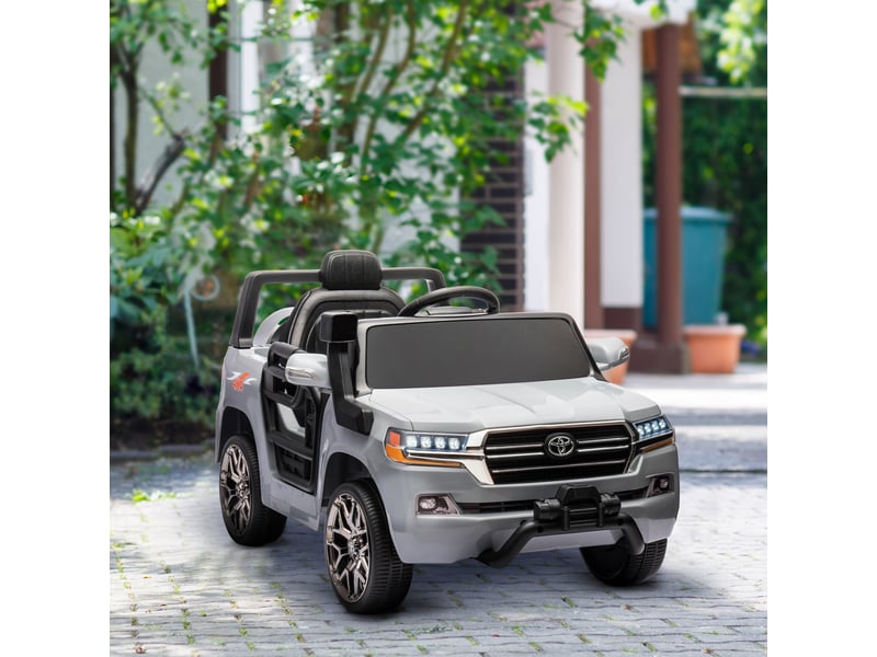  Toyota land cruiser voiture électrique pour enfants de 3 ans et plus, batterie 12 v, télécommande et lecteur mp3, grise  - Conforama C