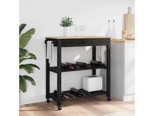 Desserte de cuisine, chariot de rangement monza noir 84x40x88,5 cm shl52244
