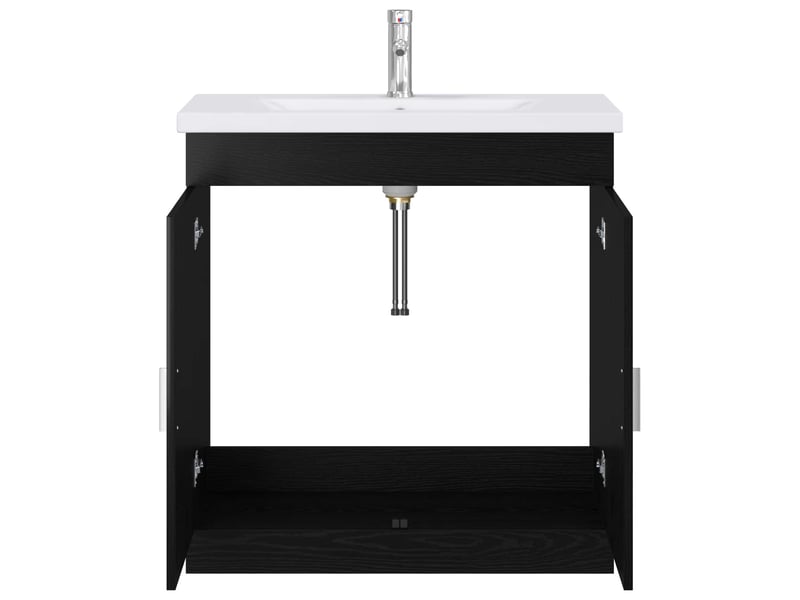  Ensemble de mobilier de salle de bain chêne noir shl8765  - Conforama C
