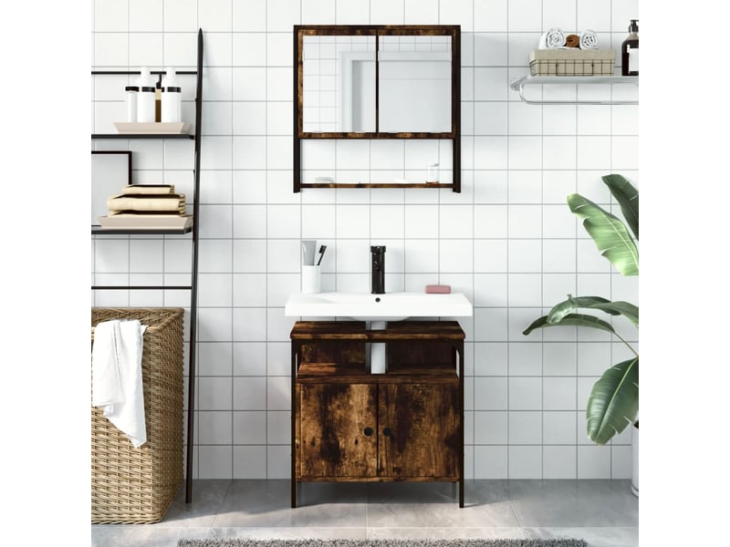 Ensemble de meubles de salle de bain 2 pcs chêne fumé cf63576 - Conforama C