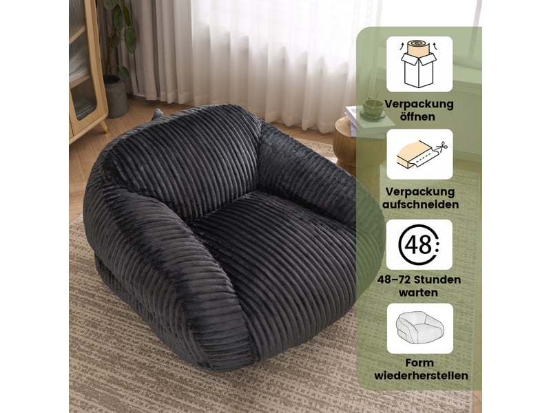  Pouf pour adulte en velours côtelé gris foncé W5378P504673 - Conforama D