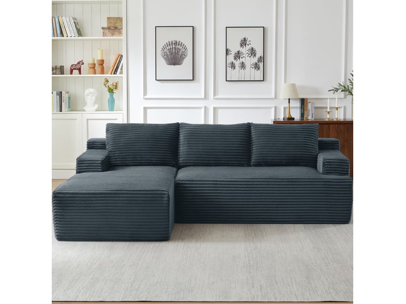 Canapé d'angle modulable convertible 4 places 238x152x66 cm gris foncé - Conforama B