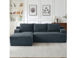 Canapé d'angle compressé gauche fixe <strong>MODFU</strong> <strong></strong> 4 places Velours côtelé gris foncé